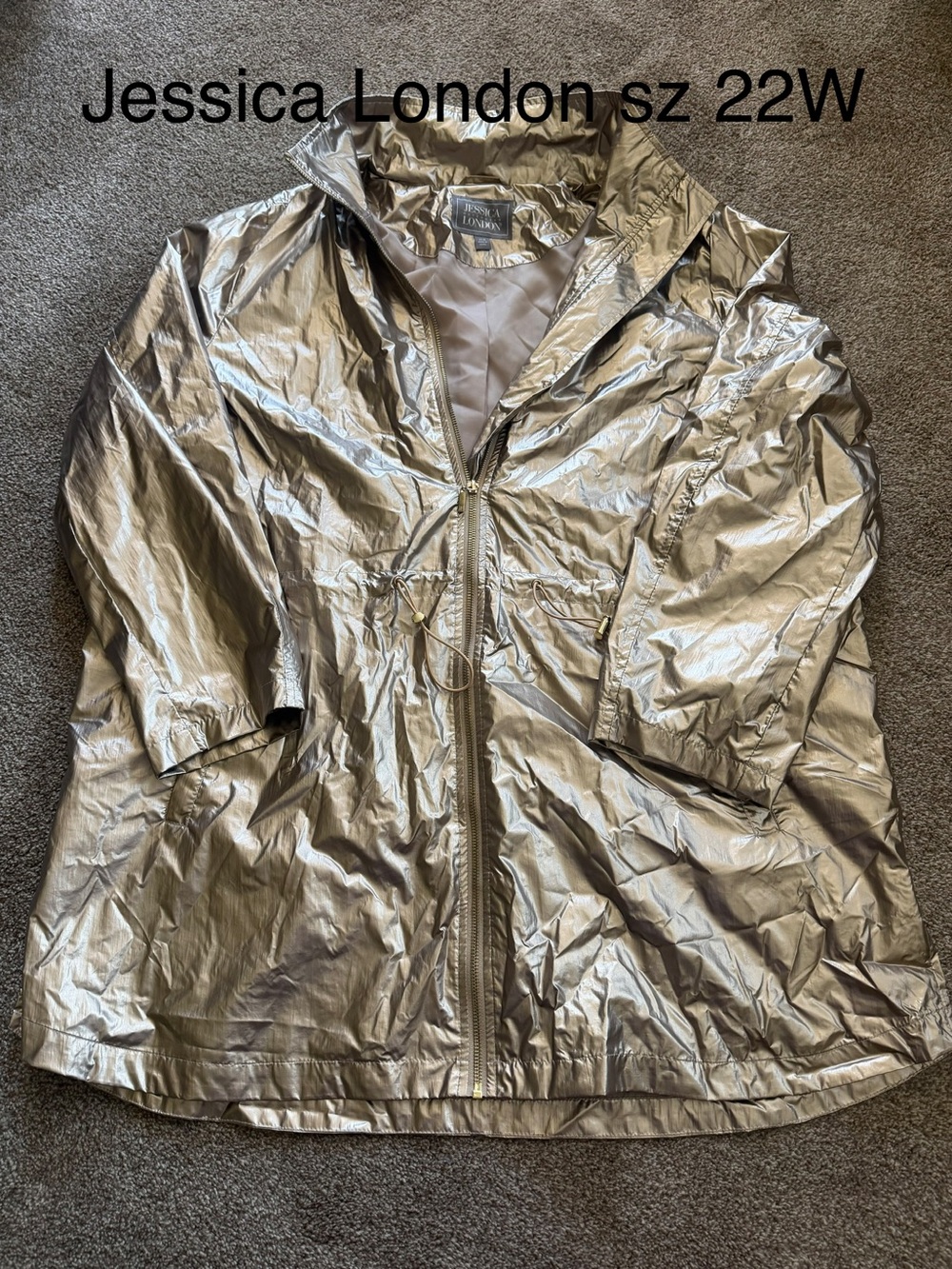 Jessica London Metallic Gold  sz 22W Raincoat Jacket